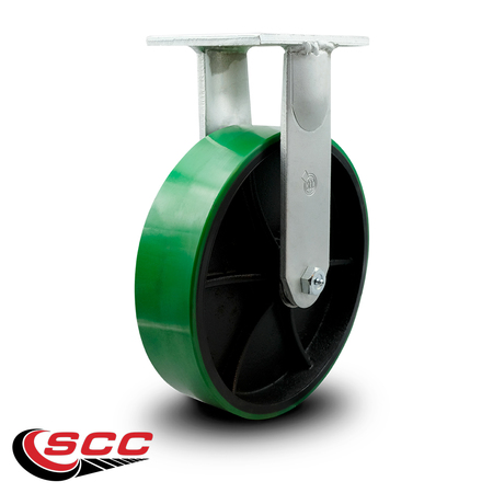 Service Caster 10 Inch Extra Heavy Duty Green Poly on Cast Iron Wheel Rigid Top Plate Caster SCC-KP92R1030-PUR-GB